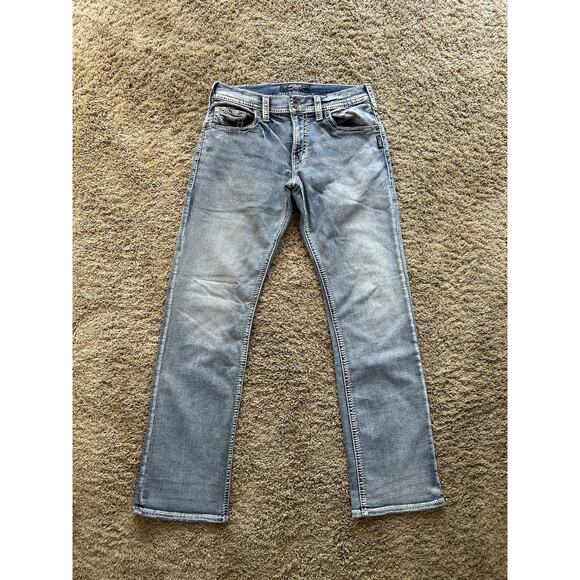 Silver Jeans Mens 32 x 33 Zac Washed Out Denim Pants Fading Stretch 32x33 G25 - Picture 1 of 12